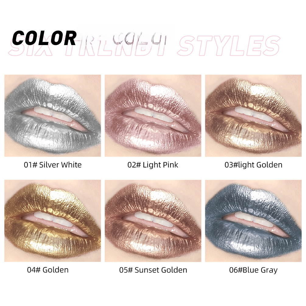 QIBEST Liquid Lipstick Diamond Eyeshadow Dual-use Makeup Lasting Easy-to-color Pearlescent Gloss Cup Lip Glaze