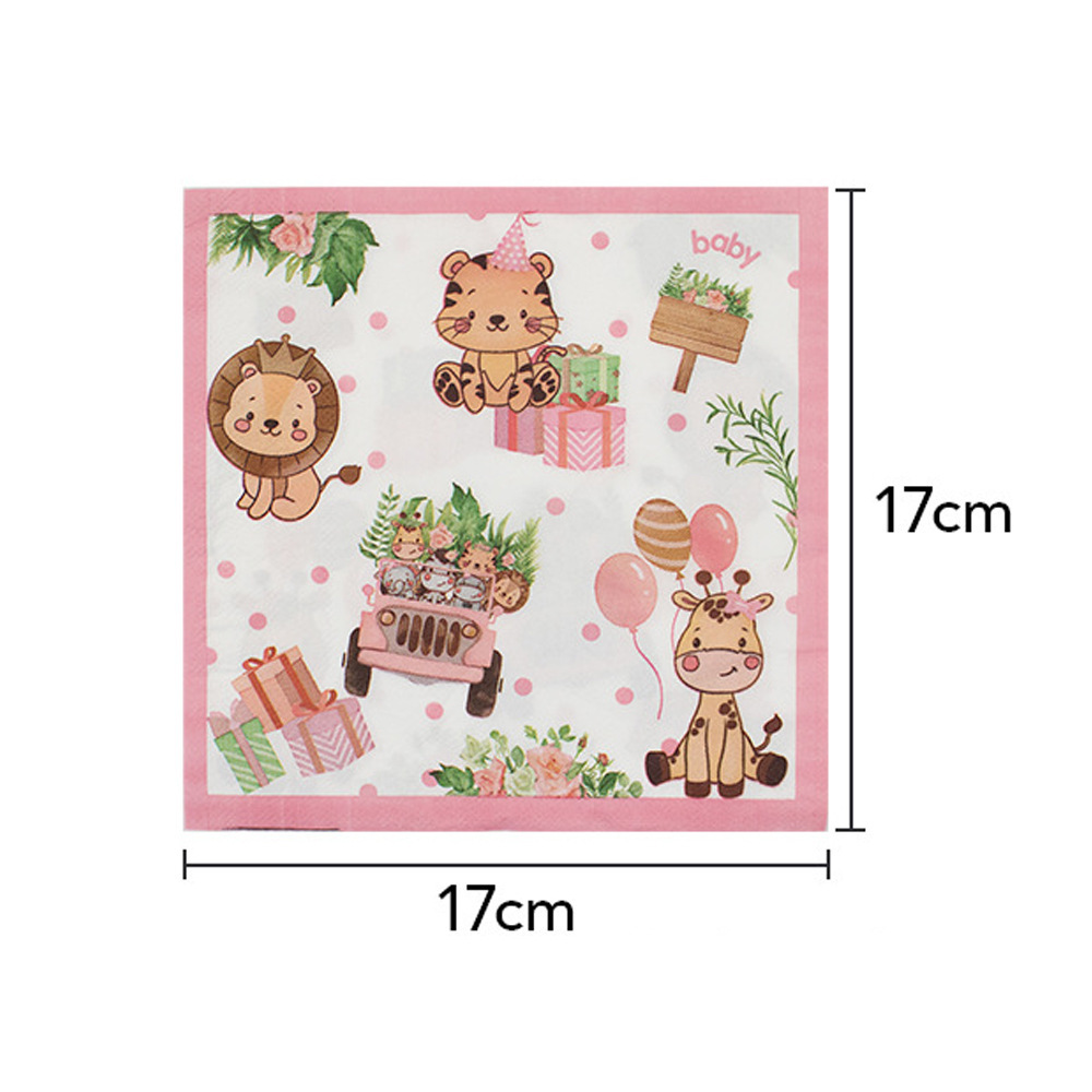 2023 nueva selva Rosa animal plato de papel taza de papel tejido mantel Tema del partido vajilla desechable traje