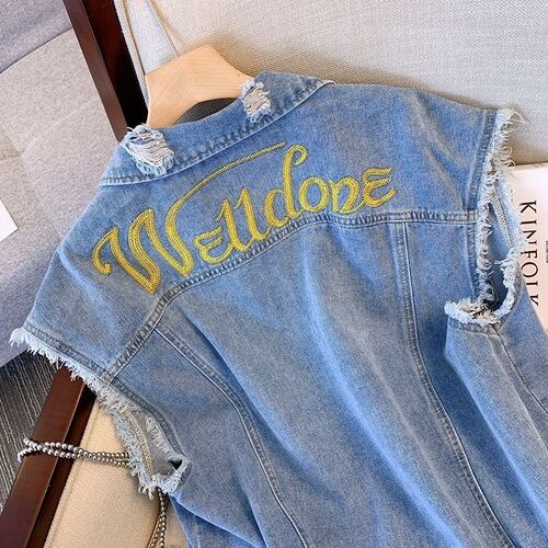 Vest with sleeveless denim coat for women's summer thin small waistcoat casual vest top for spring and autumn