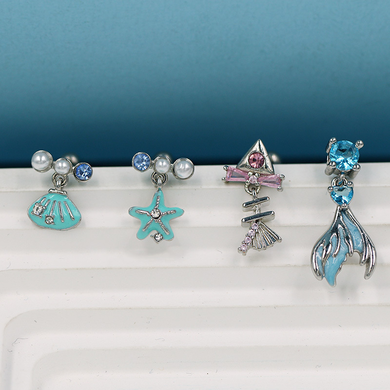 5g Weight Titanium Steel Ear Needle Material Cartilage earrings Classification 1 Piece Quantity Party, Street Occasion Titanium Steel Material Star, Heart Shape, Bow Knot Pattern All Seasons Season Unisex Gender Plating Design Hip-Hop, Streetwear Style 1 Piece Hip-Hop Streetwear Star Heart Shape Bow Knot Plating Titanium Steel Cartilage Earrings 8