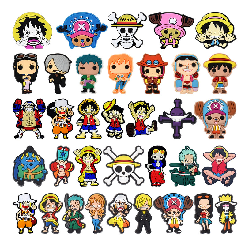 One Piece Cartoon Clogs Shoe Charms DIY Accessories Pvc Soft Plastic Detachable Garden Shoe Charms