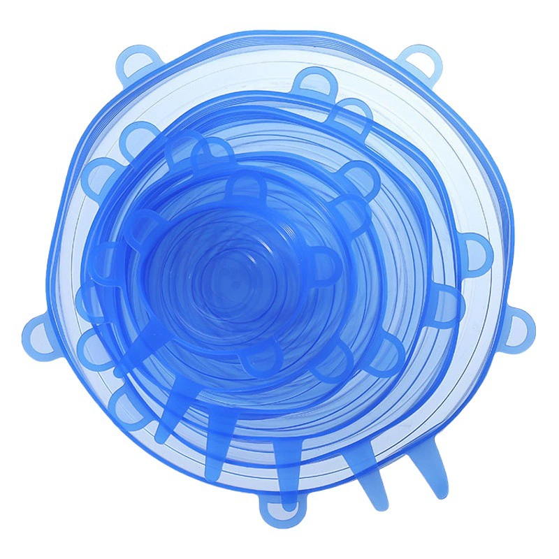 Силиконовые крышки для сохранения свежести, набор из 6 пищевых силиконовых крышек, эластичные и герметичные для хранения и сохранения свежести фруктов и овощей.