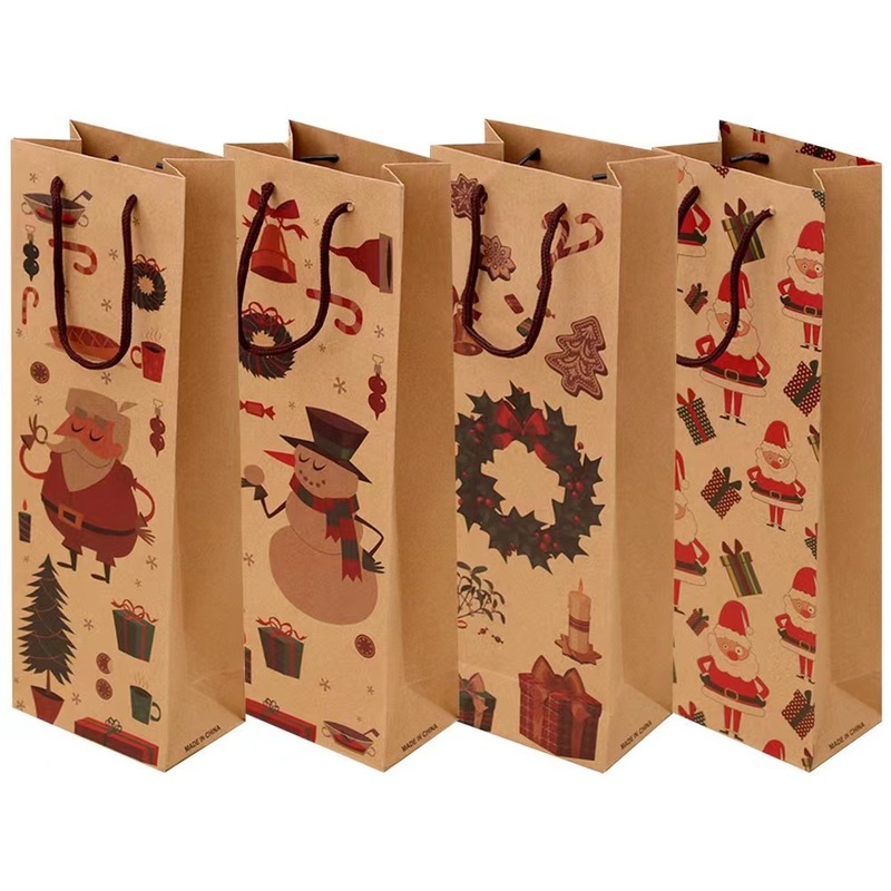 新しいクリスマス酒袋クリスマスクラフト紙ワイン袋ワイン瓶袋クリスマス国境を越えた家庭用品|undefined
