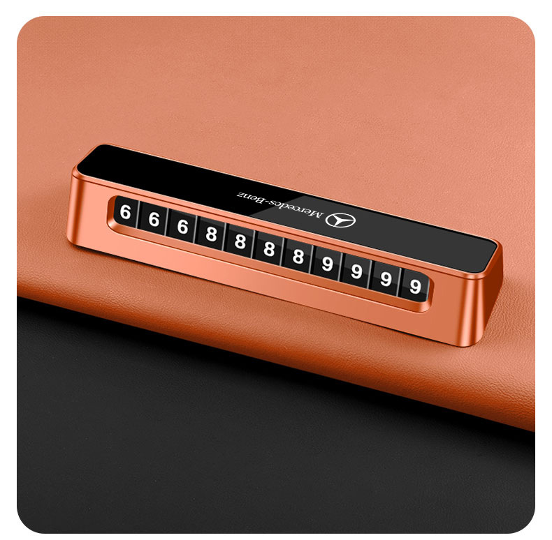 Leather Dual-Number Temporary Parking Number Plate with Phone Number for Moving the Car, High-End Car Interior Sliding Hidden Switchable Number