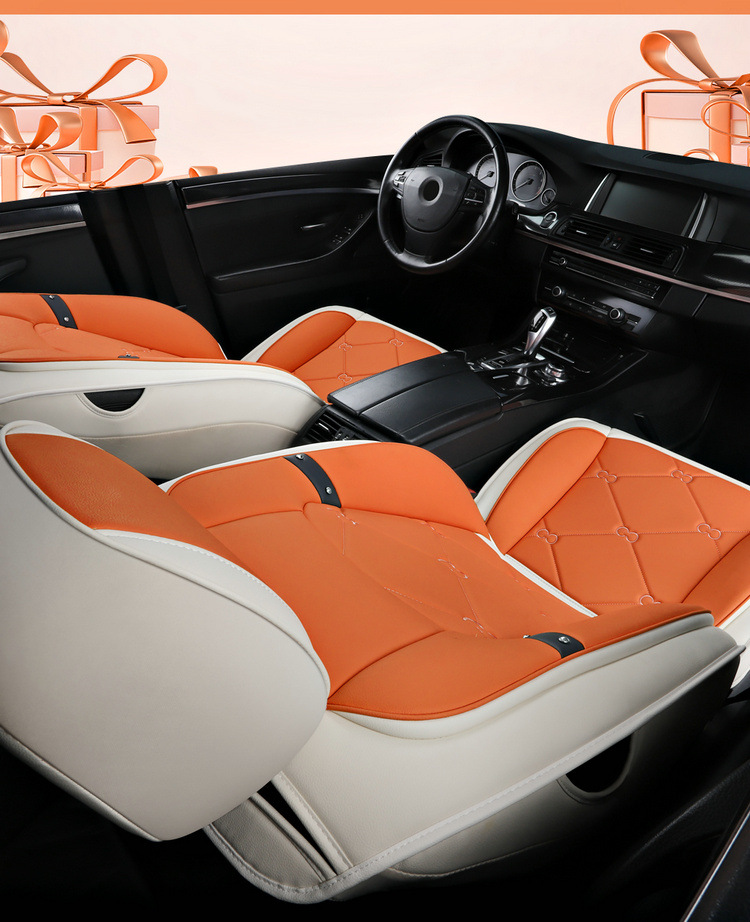 25 New Four-Season Universal Cartoon Cool Bear Full Surround Full Leather Wear-Resistant Universal Five-Seater Car Cushion Seat Cover