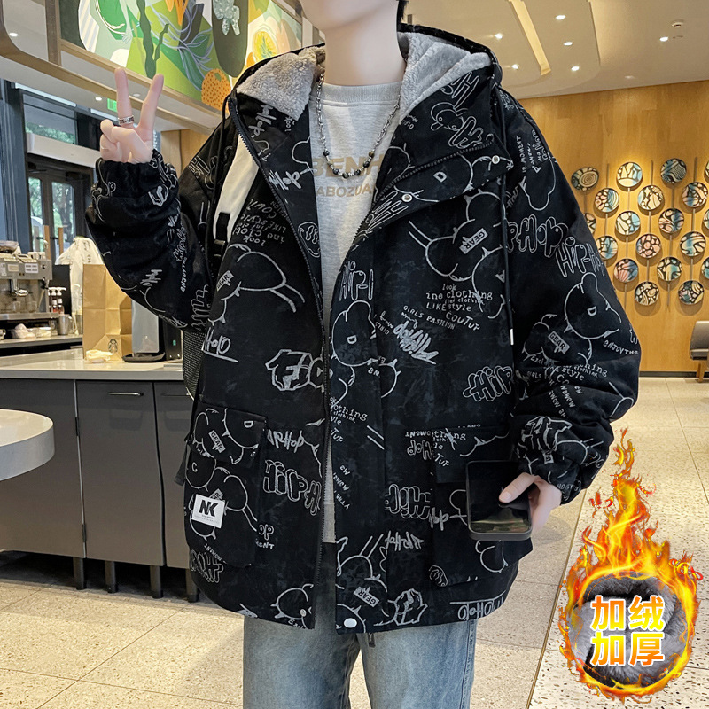 New Style Fleece-Lined Thickened Denim Jacket for Men, Autumn and Winter Fleece Warm and Cold-Proof Jacket for Teenagers and Students, Winter Cotton Clothing New Style Fleece-Lined Thickened Denim Jacket for Men, Autumn and Winter Fleece Warm and Cold-Proof Jacket for Teenagers and Students, Winter Cotton Clothing