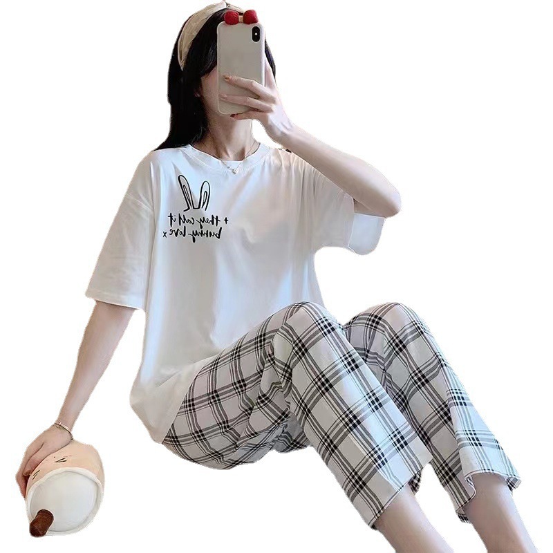 Pijamas de dibujos animados para mujer primavera y verano celebridades de Internet estilo caliente pantalones de manga corta 2025 nuevo traje casual de dos piezas de servicio a domicilio image 5