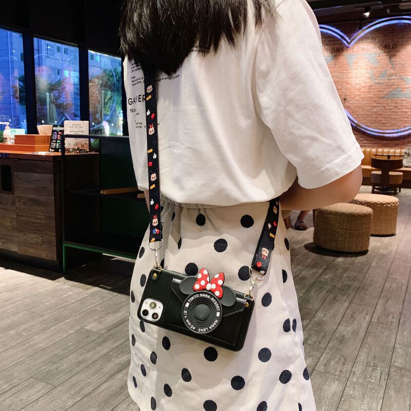 For iPhone12promax mobile phone case Apple 13max camera phone case wallet 11 diagonal shoulder strap