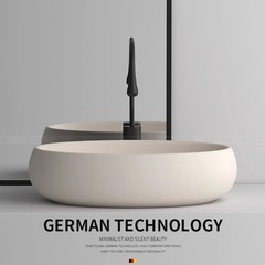 シンプルで個性的な陶磁器台上盆楕円クリーム風黄色手洗い洗面器バルコニートイレ洗面器