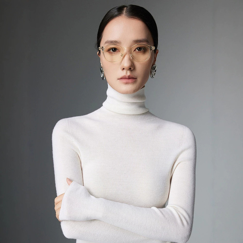 100% fine-spun Merino wool machine washable turtleneck base shirt for women, slim-fit, slimming, knitted sweater for autumn and winter 100% fine-spun Merino wool machine washable turtleneck base shirt for women, slim-fit, slimming, knitted sweater for autumn and winter