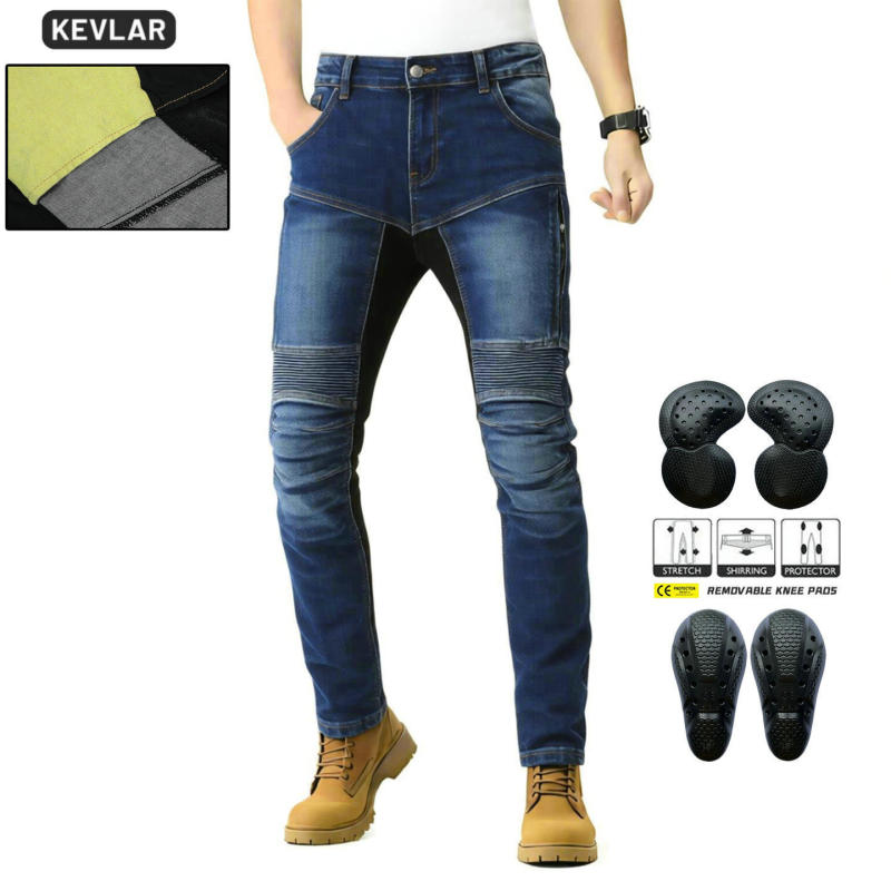 VOLERO motorcycle jeans men's summer Breathable High waist biker cycling pants Kevlar upgraded protective gear