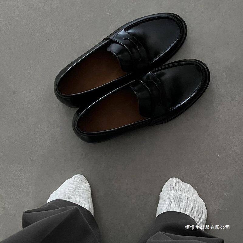 Slip-on loafers, black derby shoes for men, casual slip-on shoes, business formal casual British style leather shoes for men