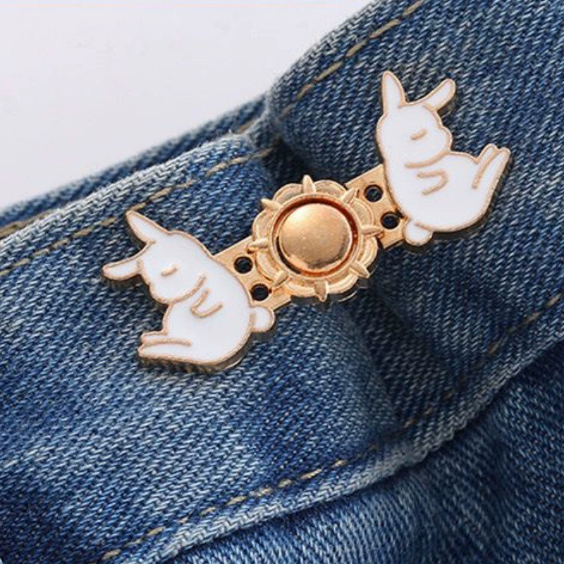Nail-Free Removable Waist Buckle Pair, Flat-Bottom Seamless Buttons for Pants & Skirts, Assorted Designs