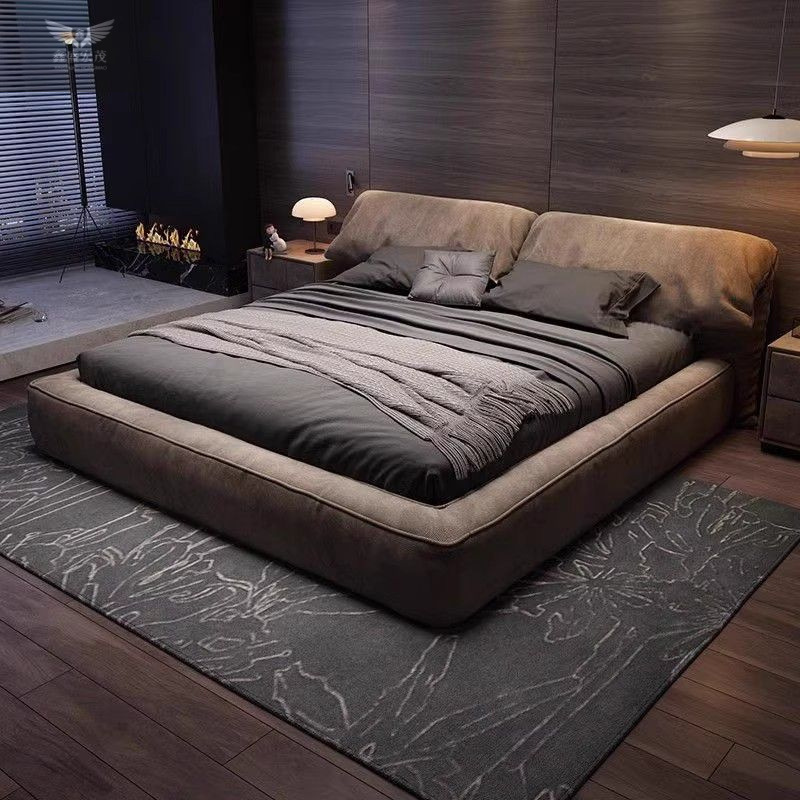 Nórdico estilo ins cama de tela de orejas de elefante de lujo ligero estilo crema dormitorio principal simple y moderno cama doble roja suave