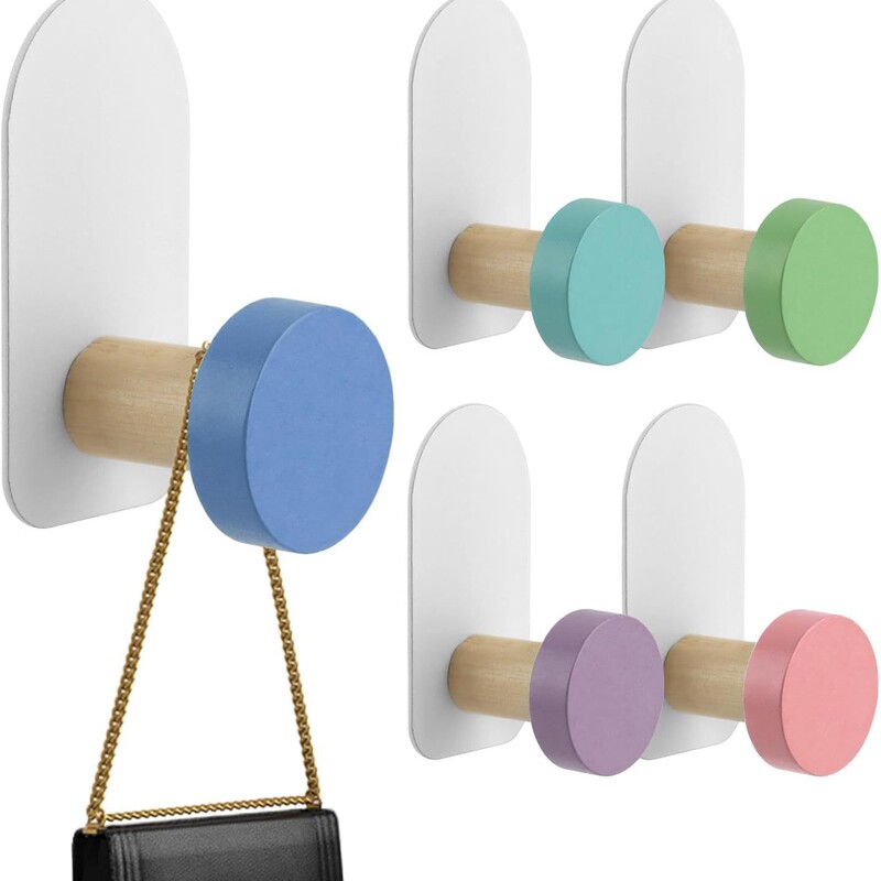 Dreamy Colorful Wooden Adhesive Decorative Wall-Mounted Hook, No-Drill Sticky Hook, Creative Decorative Coat and Hat Hook Dreamy Colorful Wooden Adhesive Decorative Wall-Mounted Hook, No-Drill Sticky Hook, Creative Decorative Coat and Hat Hook