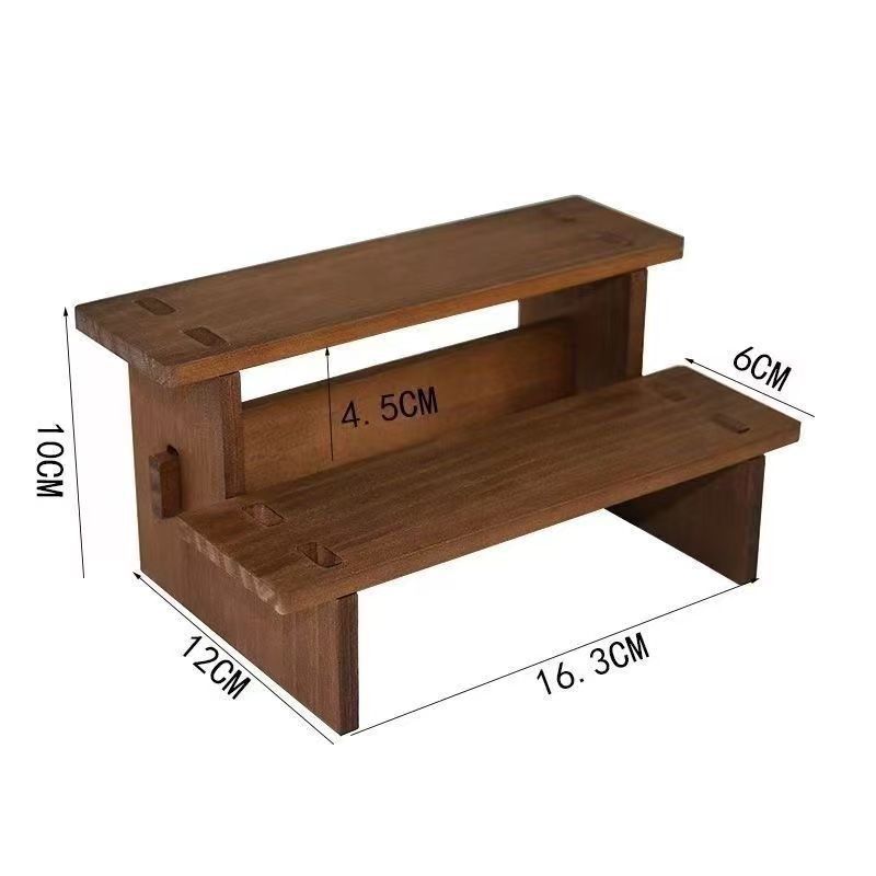 木製の収納棚の手作りのおもちゃの陳列棚のテーブルの置物の階層式の模型の展示台の実木の置き棚