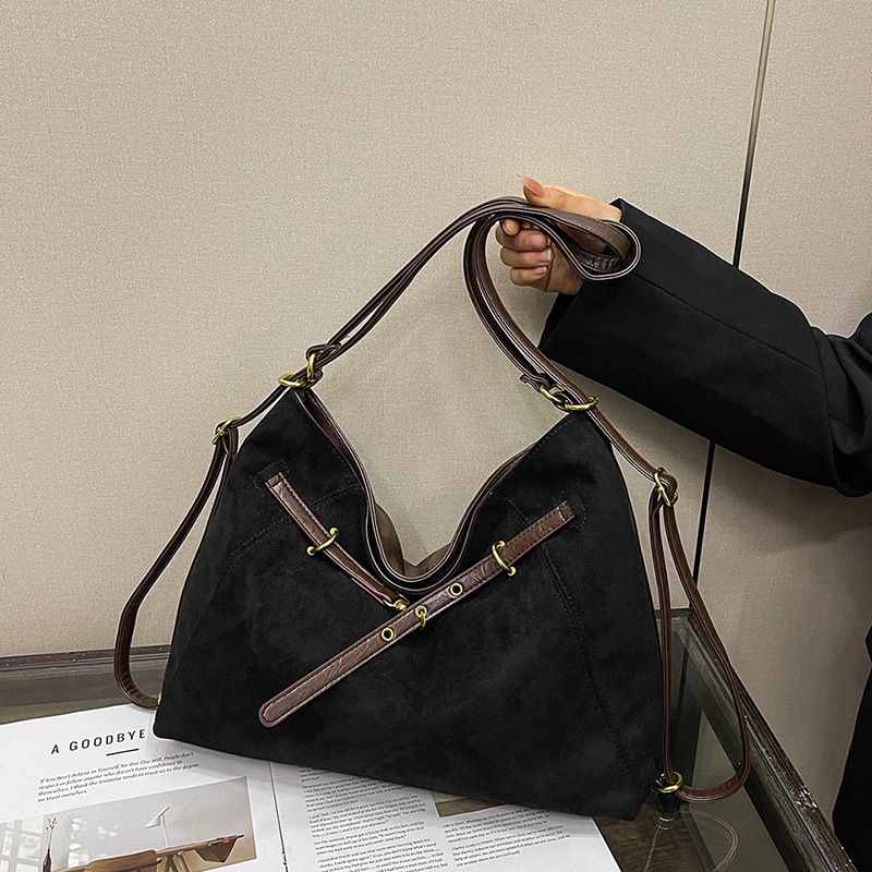 Cross-Border Wholesale Suede Fashion Women's Bag 2026 New Large Capacity Luxury Tote Bag Versatile Shoulder Bag - Thumbnail 7