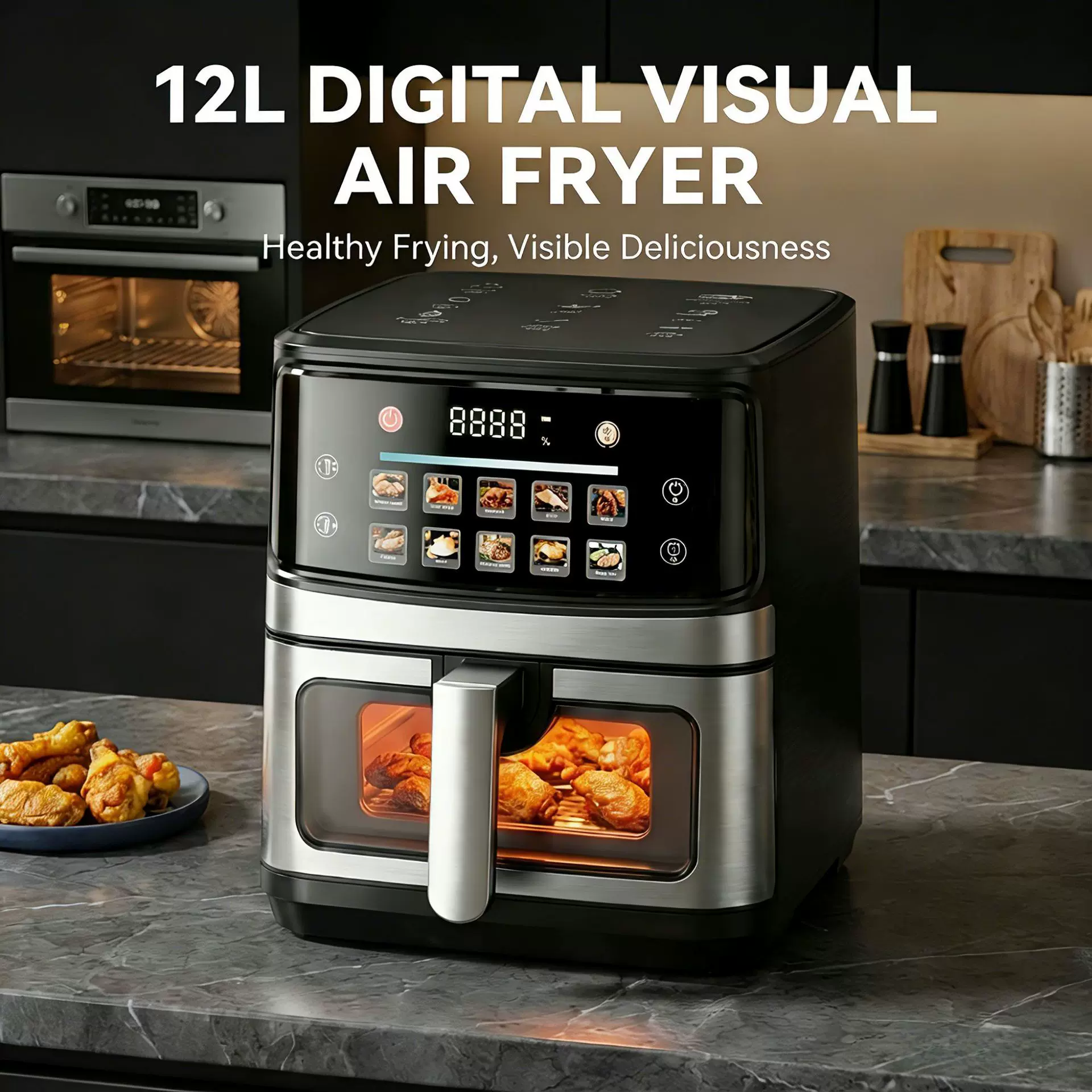 空气炸锅家用大容量电烤箱多功能旗舰新可视内胆电炸锅跨境厂家