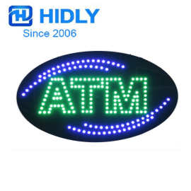 直销巴拿马椭圆形小尺寸ATM sign动感闪烁LED ATM SIGN 24*48cm