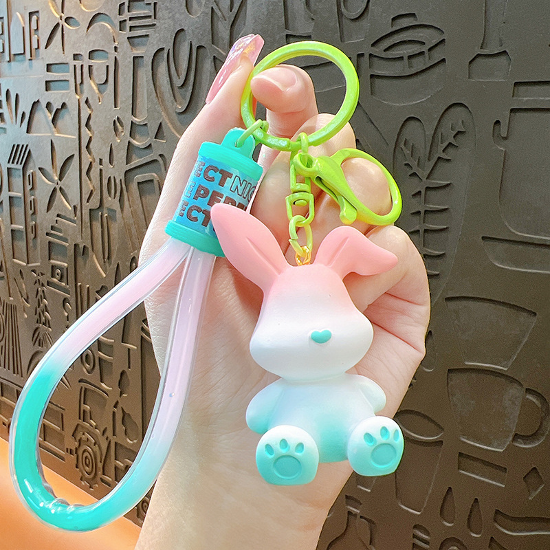 Accesorios llavero pequeño regalo moda gradiente creativo plegable conejo colgante lindo exquisito coche mochila