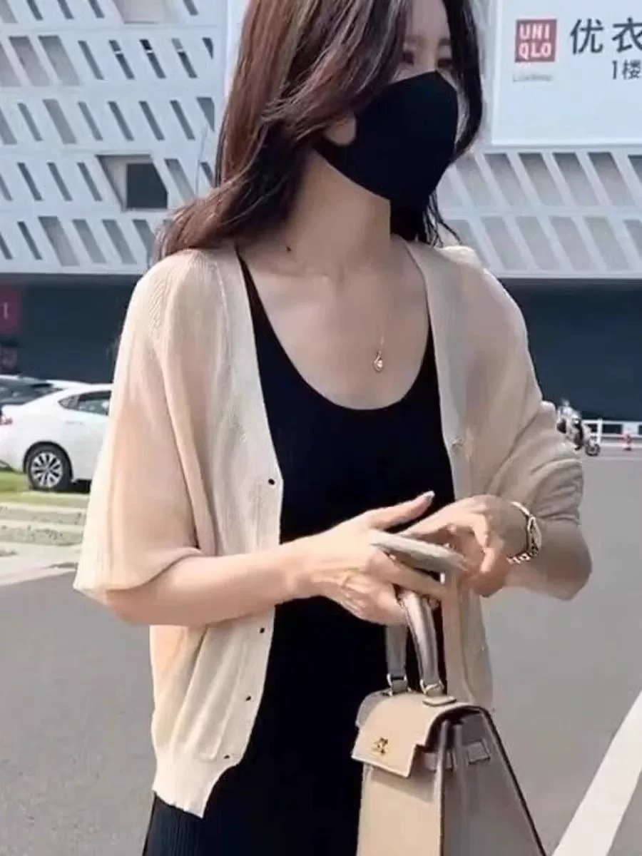 Вязаный кардиган oversize, тонкое платье-комбинация, one-size (подходит 80–140 цзинь)