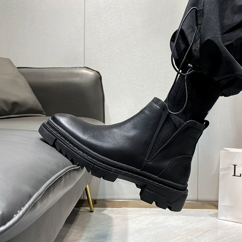 Зимние Ботинки Martin на флисовой подкладке, мужские британские высокие кожаные ботинки, слипоны, низкие ботинки, мужские ботинки челси S52-T