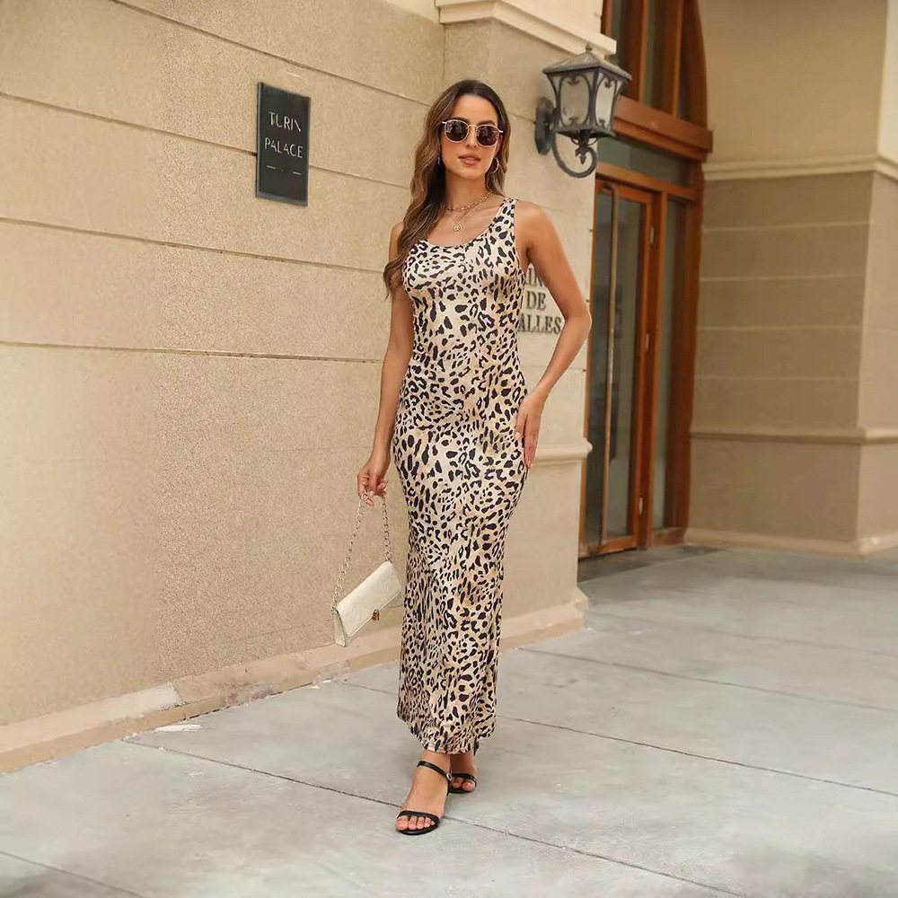 Women Clothing Summer Printed Sleeveless Slim Maxi Dress Women