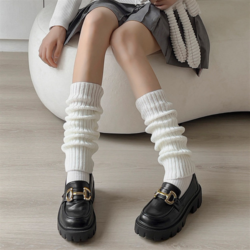Wool knitted socks, Japanese style JK leg covers, pile socks, versatile calf socks, women's autumn and winter thickened warm mid-calf socks