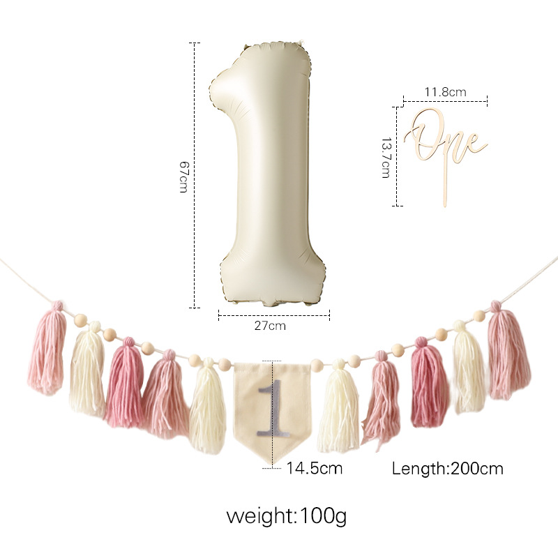 Transfronterizo bebé cumpleaños sombrero banner traje cumpleaños lugar diseño props bebé cumpleaños conmemorativo foto props