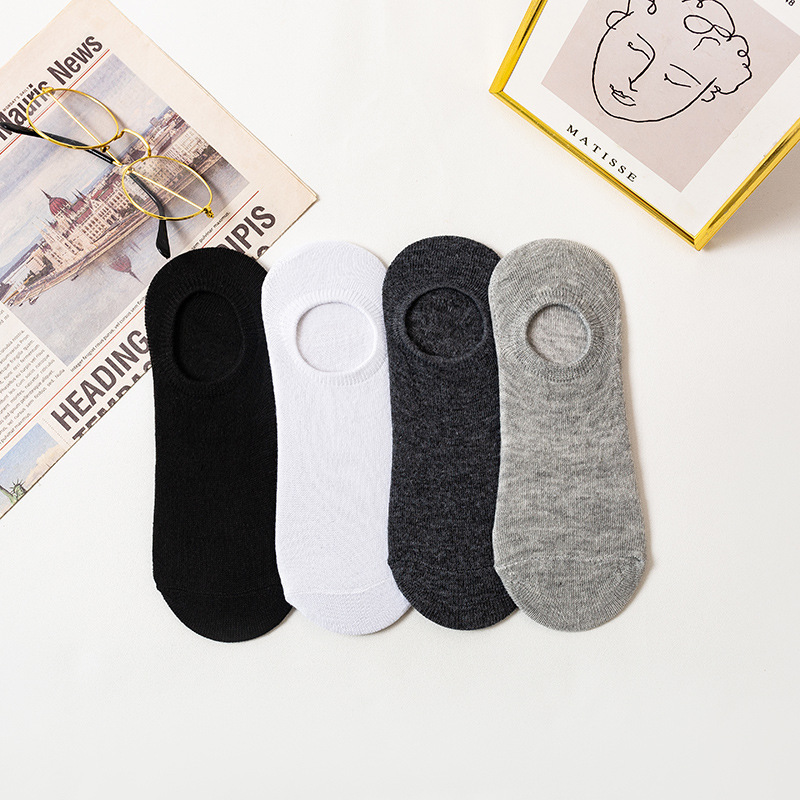Men's boat socks solid color silicone non-slip socks casual invisible socks shallow mouth invisible socks cotton socks manufacturers black and white gray