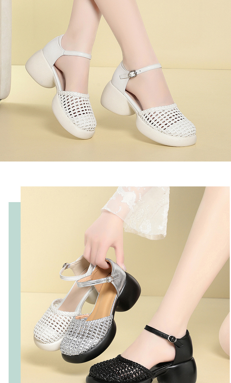 Dép sandal nữ đế xuồng cao gót mũi kín phong cách La Mã — đen chi tiết 14