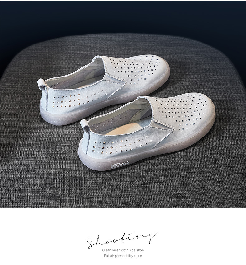 Giày sneaker nữ lưới thoáng khí đế bệt dáng thể thao — Màu be A68 chi tiết 19