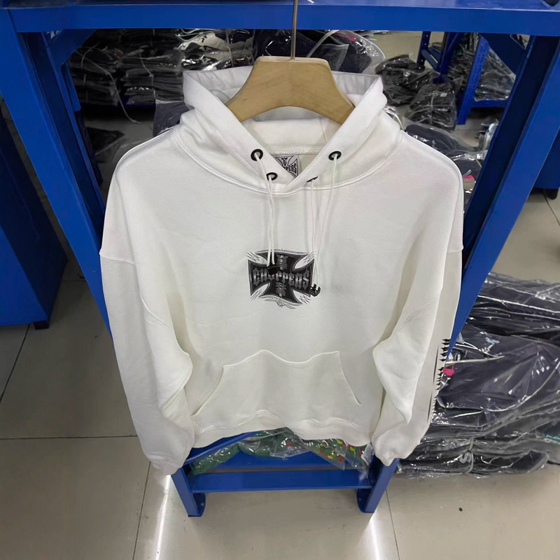 West Coats重磅vintage标志性十字印花logo帽衫连帽卫衣男女潮牌|undefined
