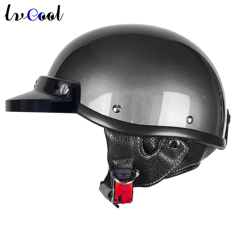 Casco de motocicleta Casco retro medio casco de estilo japonés certificado 3c para hombres y mujeres, coche eléctrico de verano y otoño, casco de pala, hebilla rápida