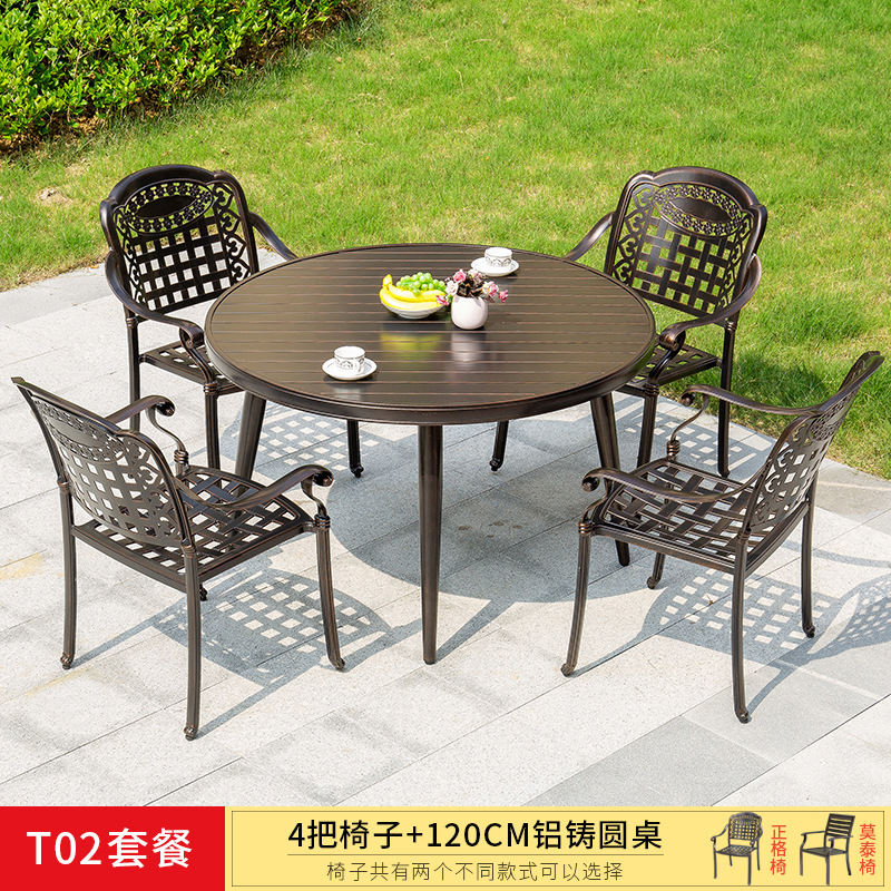 Mesa y silla de aluminio fundido al aire libre patio villa jardín balcón al aire libre hierro forjado ocio estilo europeo al aire libre combinación de mesa y silla impermeable