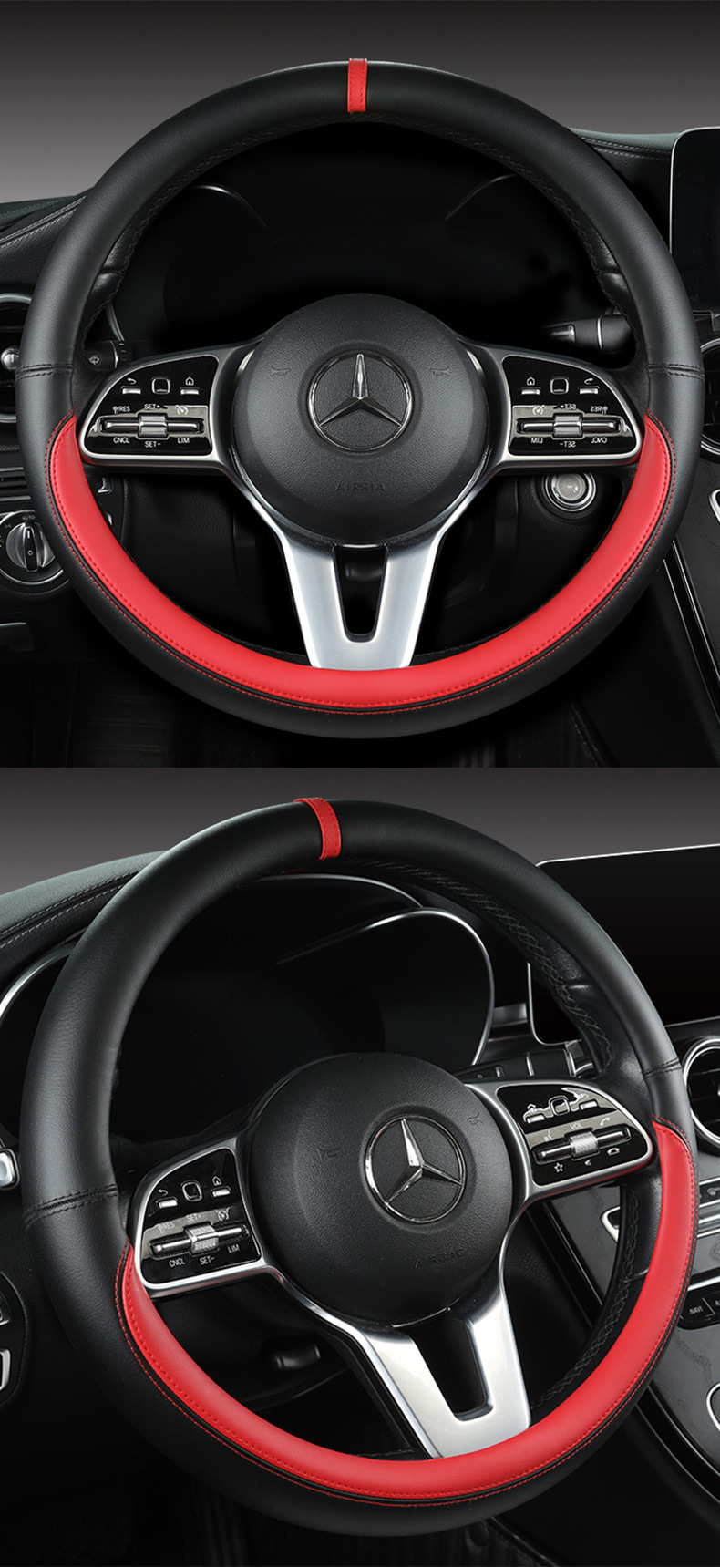 Car Nappa leather color-changing steering wheel cover for all seasons universal men's and women's car handle cover non-slip sweat-absorbent leather cover for all seasons