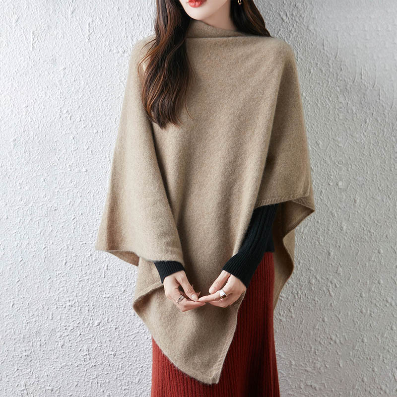2025 New Autumn and Winter Pure Wool Knitted Shawl Women's Pure Color Warm Neck Protection Elegant Versatile Scarf Cloak 2025 New Autumn and Winter Pure Wool Knitted Shawl Women's Pure Color Warm Neck Protection Elegant Versatile Scarf Cloak