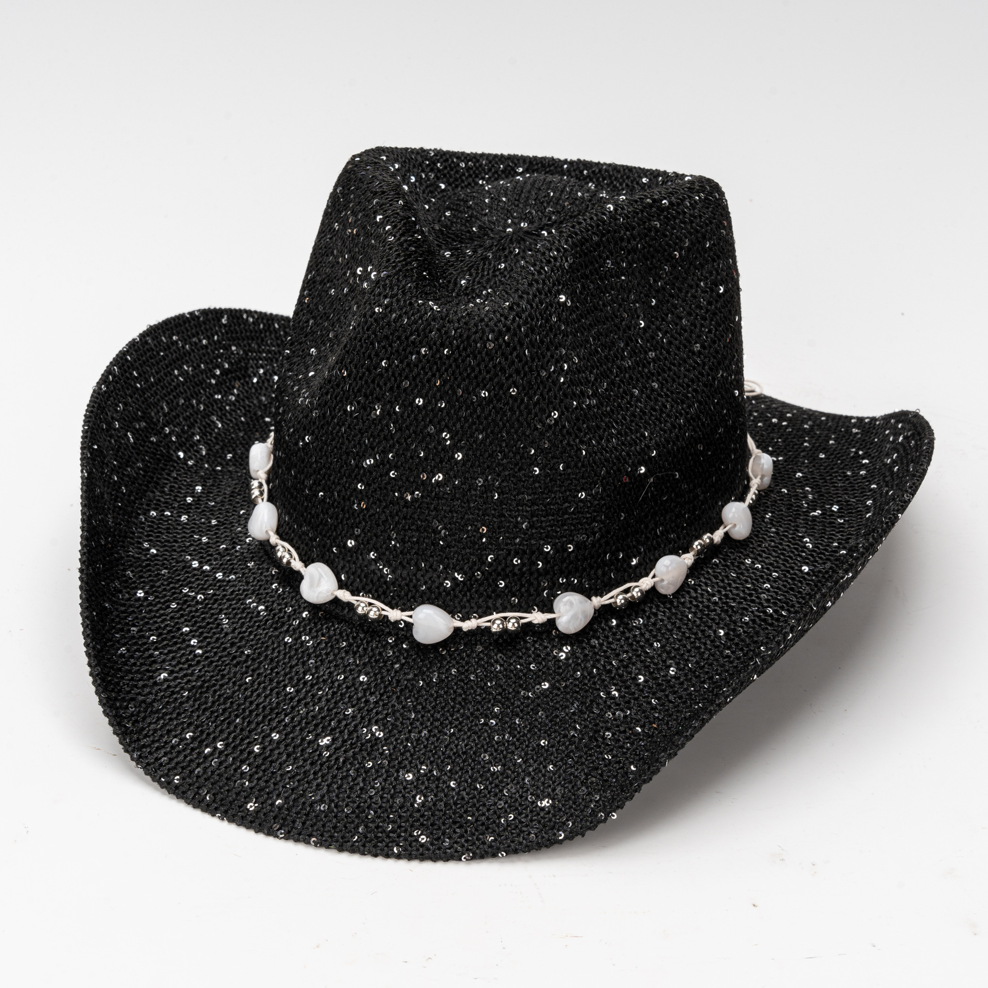 Cappello da cowboy per uomo e donna con paillettes e tesa larga_voghion.com