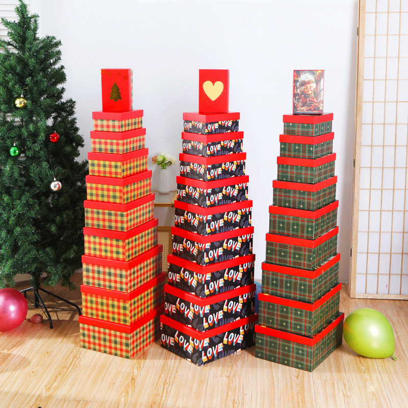 ギフトボックス、クリスマス装飾ウィンドウ、ホテルショッピングモール、お祝いシーンの装飾用品、多層クリエイティブギフトボックス|undefined