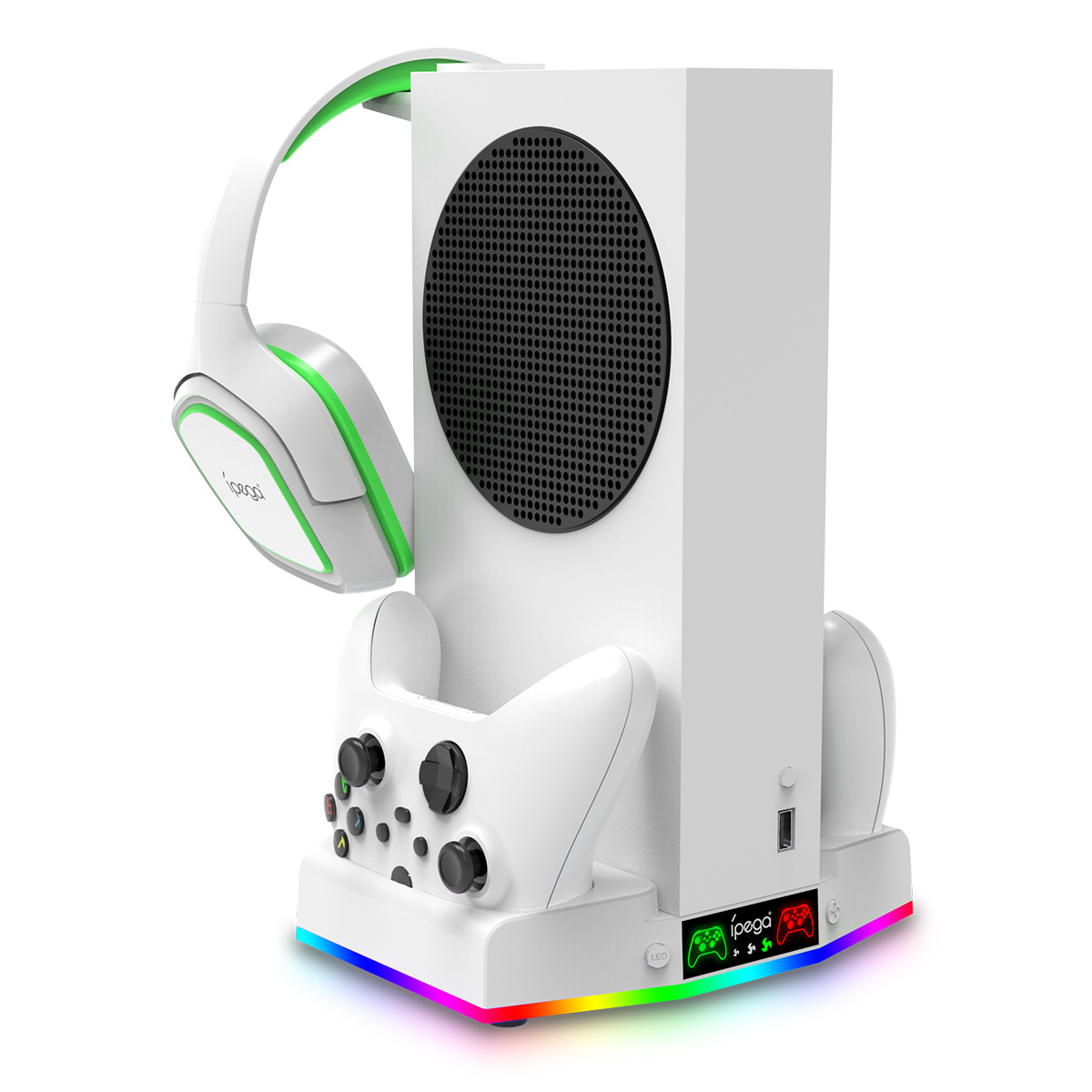 Serie XBOX s host multi-función de carga soporte de ventilador de base de refrigeración con accesorios de gancho para auriculares