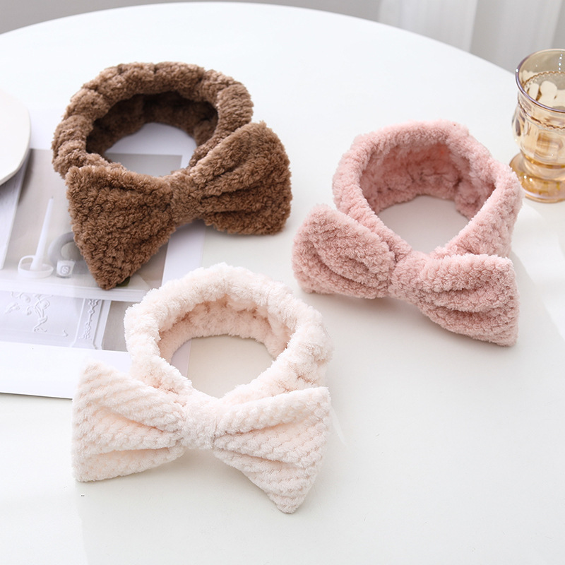 Amazon transfronteriza piña Plaid banda de pelo cara lavado maquillaje banda de pelo de las mujeres de terciopelo de coral absorbente arco diadema