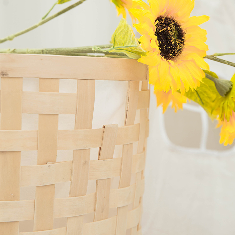 Customizado transfronterizo YiRan pieza de madera cesta de ropa sucia tejida a mano gran cesta de almacenamiento de ropa sucia cesta de almacenamiento de ropa doméstica