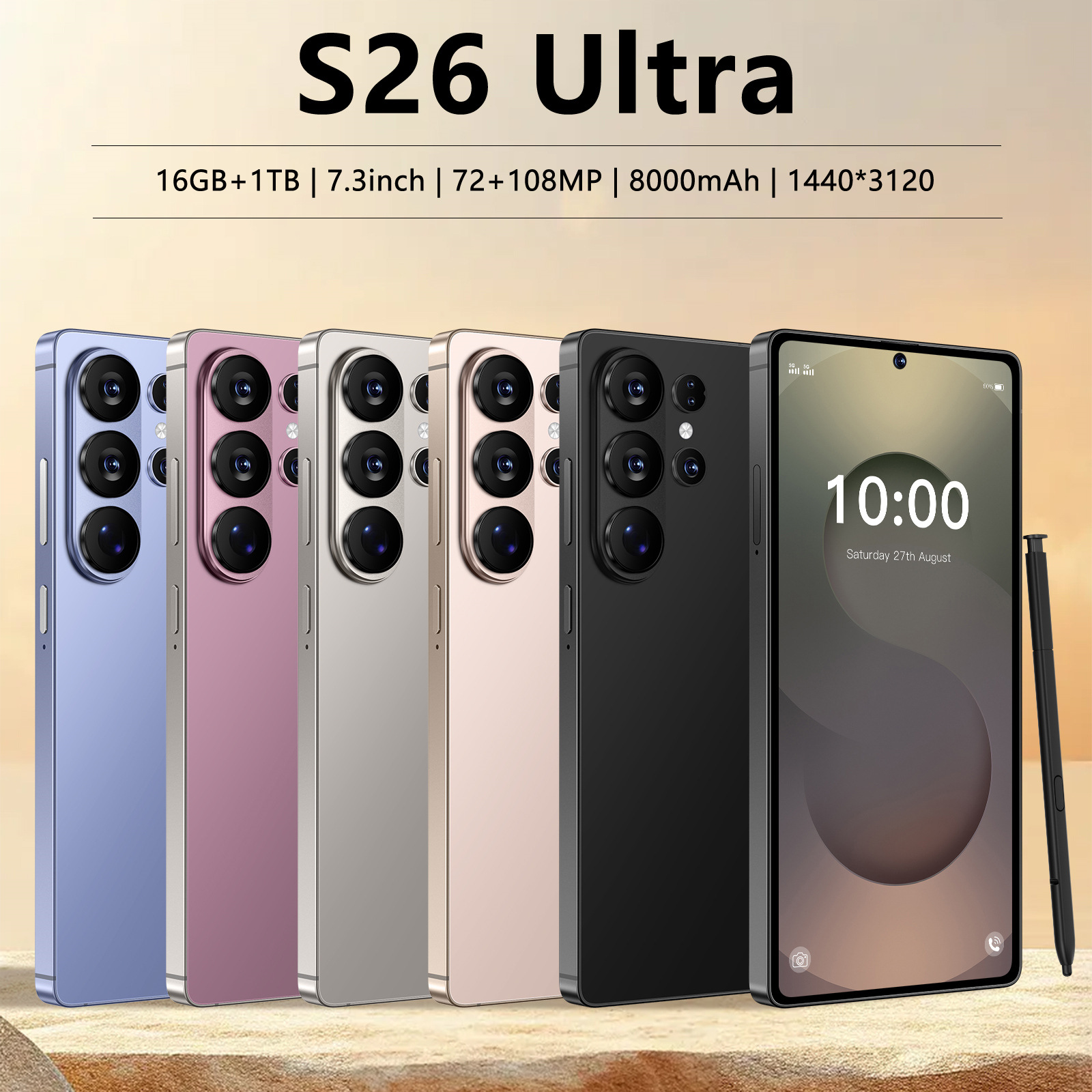 New S26 Ultra Cross-Border Mobile Phone 7.3inch Large Screen 3+64g Real 4g Foreign Trade Smartphone Tk Best-Selling Model-