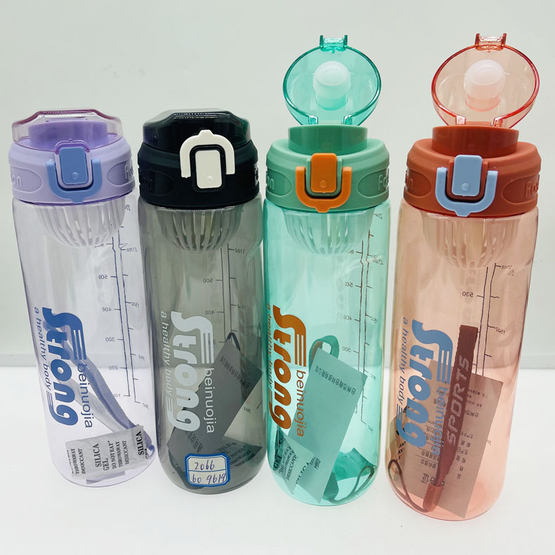 Shanghe bebida directa de gran capacidad deportes taza de agua con escala cuerda portátil tetera compartimiento de té taza de plástico de alto valor de color