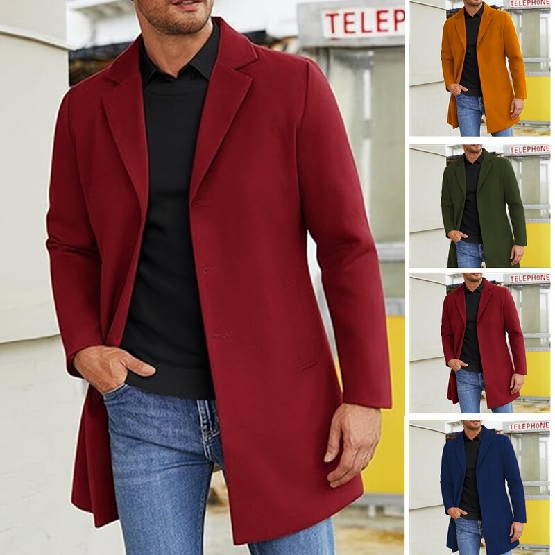 25 Autumn/Winter Independent Brand Best-Selling Men's Woolen Coat in Multiple Colors and Sizes, Thickened Amazon Woolen Trench Coat, Woolen Suit