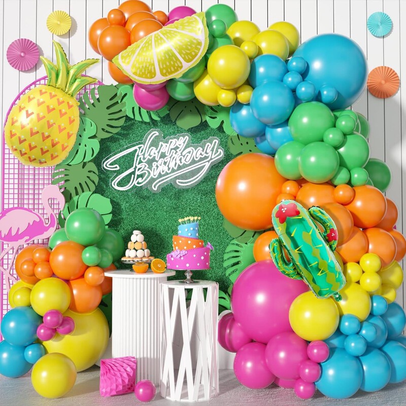 Tropical Balloon Garland Hawaii Luau Arch Peach Orange Rainbow Pineapple Cactus Lemon Aluminum Film suit