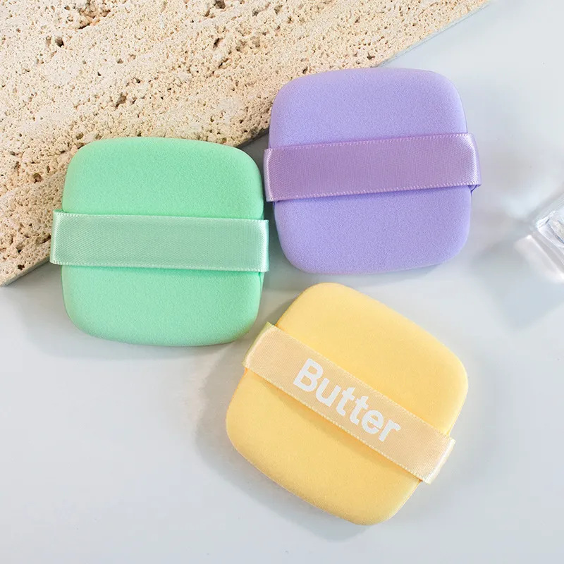 Mantequilla galleta polvo de maquillaje no comer polvo q bala cuadrada esponja de maquillaje cojín de aire concelador no pegado polvo utensilios de maquillaje