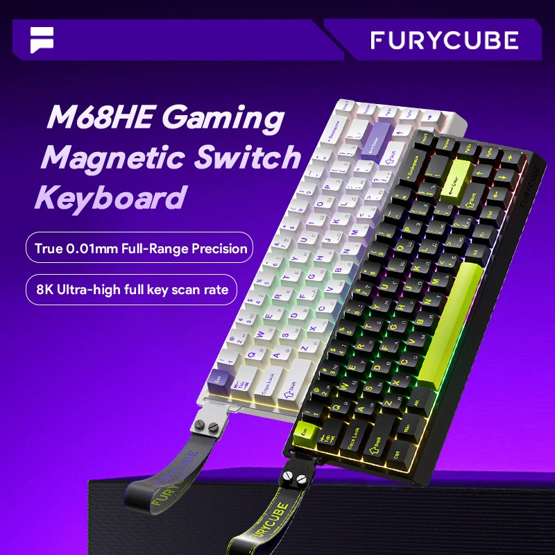Механическая клавиатура FURYCUBE M68HE, 68 клавиш, проводная RGB, магнитные переключатели Pro