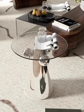 中古网红创意ins边几设计师简约玻璃不锈钢酒店沙发角几小茶几桌