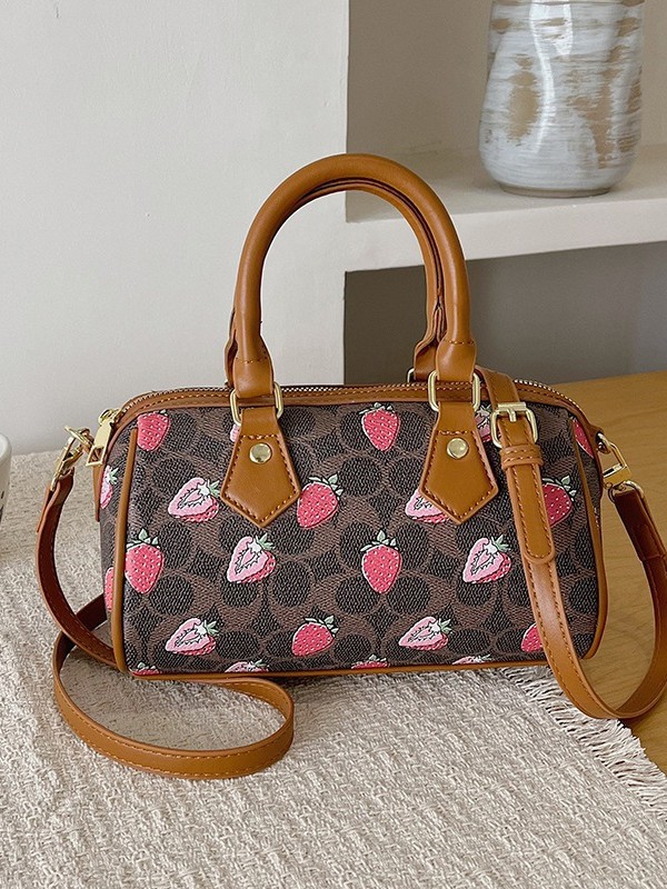 Bolso de diseño nicho lujoso portátil bolso de almohada de Boston nueva moda impresión de moda mochila de fresa